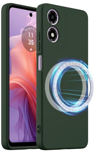 BRAND SET Funda Magnética para Motorola Moto E40 Compatible con mag-Safe, Tacto Suave con Forro de Microfibra Carcasa Protectora Silicona para Moto E40 Case (Verde Oscuro)