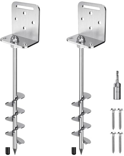 Insaga Ancoraggi da terra da 45,7 cm in acciaio massiccio da 10 mm con staffa a L, per trampolino, casa mobile, altalena, capannone, tettoia, paletti, paletti, albero di ancoraggio terra, lama