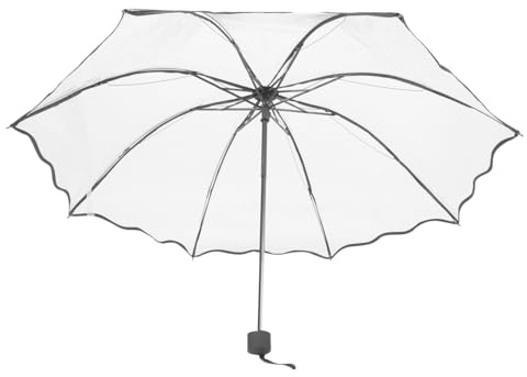 IMIKEYA Paraguas Transparente Plegable para Lluvia Estructura Resistente de Metal y Material Poe, Portátil y Ligero Adecuado para Exteriores y Camping