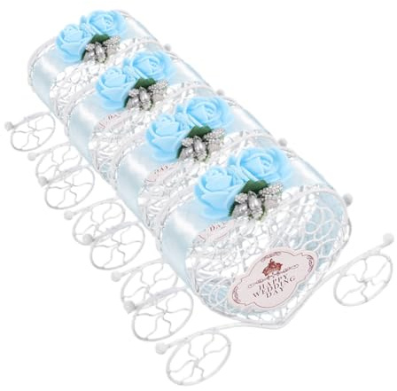 UTHCLO 4 Piezas Cajitas Chuches Comunión Princesa de Alambre Caja Metálica Duradera Estilo Europeo para Recuerdos Boda Fiestas Cumpleaños Azul