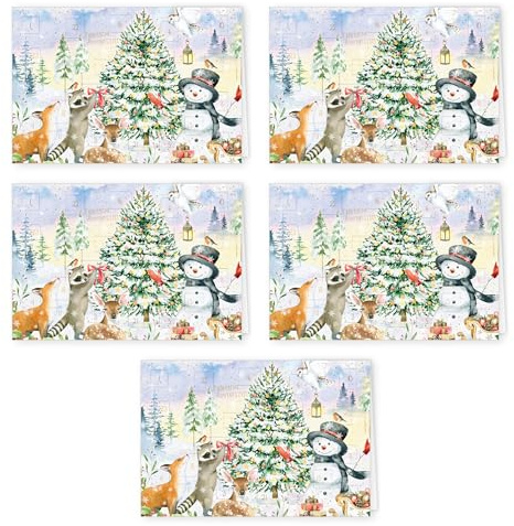 PremiumLine Adventskalenderkarte, 5 Stück inkl. Briefumschlag | Adventskalender Karten mit Türchen | umweltfreundlicher Naturkarton, 11,5 x 17cm | Skorpion Weihnachtskarten
