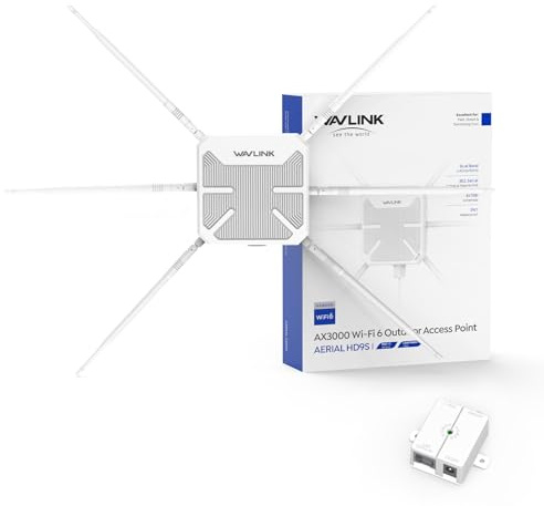 WAVLINK AX3000 Outdoor WiFi 6 Extender, 2026 Long Range Gigabit Wireless Access Point, Dual-Band, 6 x 7dBi High-Gain Antennas, Support Mesh/AP/Repeater Modes, IP67 Weatherproof, Starlink Compatible