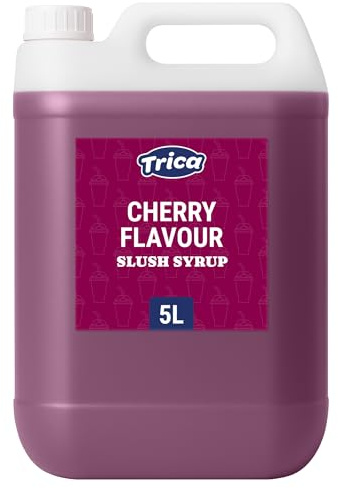 TRICA Cherry Slush Syrup 5L - Concentrated Cherry Flavour Snow Cone Syrup for Slush Machines, 6:1 Dilution Ratio, 5 Litres