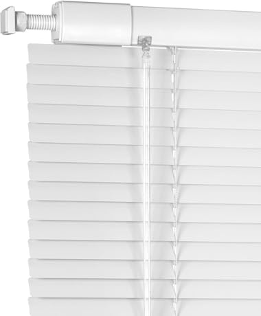 AJTXCSFOQL No Tools No Drill 25mm Aluminum Mini Blinds, Privacy Venetian Blind Shades for Home Nursery Bedroom Kitchen Bathroom, 85 110 135 160 170 50 Light Filtering Horizontal Window Blinds(White)