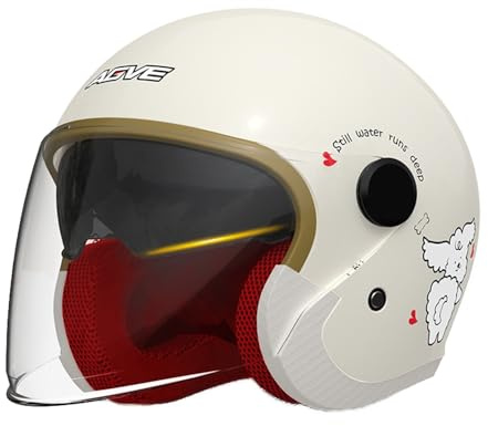 Frcychri Demi-Casque Ouvert, Casque Moto 3/4 avec Visière, Homologué ECE, pour Adultes Homme Et Femme Chopper Scooter Crash Jet Demi-Coque Casque pour Homme Femme D,Medium