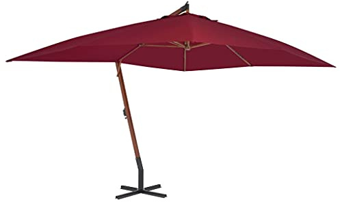 Frdhee Sonnenschirm Groß,Ampelschirm mit Holz-Mast 400x300 cm Bordeauxrot,Gartenschirm für Terrasse, Balkon