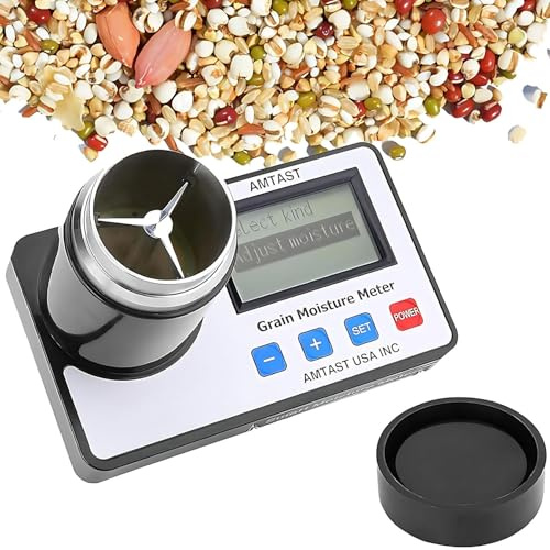 Nuxyyds Misuratore di umidità per Cereali con Compensazione della Temperatura, Intervallo di Misura 8-30% per Grano, Mais, caffè, Riso E Altri 17 Cereali