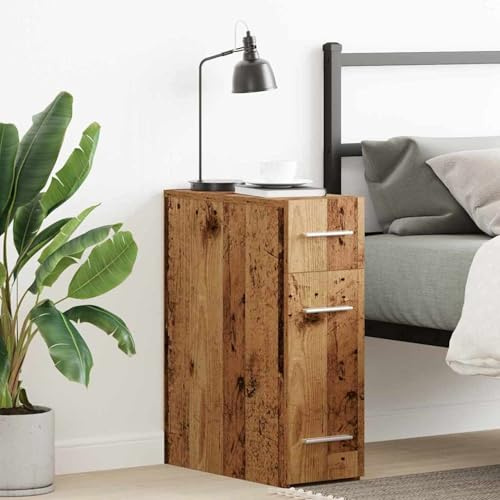 Fecpoo Armario farmacéutico con 3 cajones de madera envejecida, 20 x 45,5 x 60 cm, elegante aparador para salón