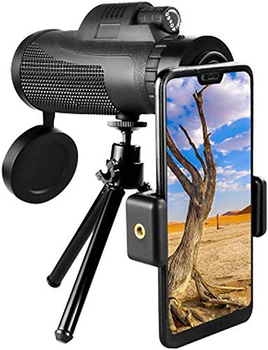 TTDGYYXW Binocolo per Adulti, monocolo con Prisma BAK4 ad Alta Definizione 40x60, cannocchiale per monocolo Impermeabile antiappannamento con Supporto per Smartphone, treppiede per binocolo per