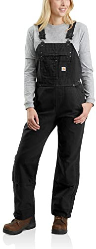 Carhartt Relaxed Fit Washed Duck Insulated Bib Overall Tute da Lavoro, Nero, X-Large Donna