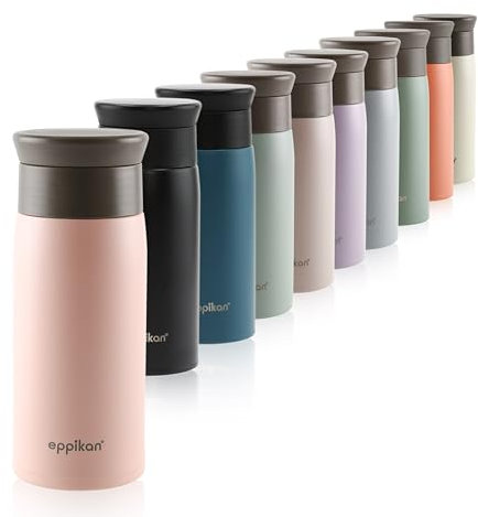 eppikan EppiToGo Termo de Acero Inoxidable, taza aislada, Travel Mug, Coffee-to-go, Taza para Coche, 350 ml, 500 ml, taza de viaje, antigoteo con Apertura de 360º higiénica (Powder Pink, 350 ml)