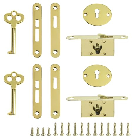 T Tulead Mini serrature a mortasa serrature in legno serrature per scatole di gioielli serratura dorata serratura per buco della serratura serrature per mobili set di 2 serrature con chiavi, viti di