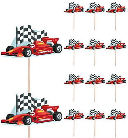 AK Giftshop Race Racing Car Birthday Party Food Cupcakes Picks Decorations Toppers (pack of 14)