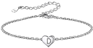 Silvora Armband Damen Silber 925 mit Buchstabe A-Z Herz Anhänger | Mini Kleine Initial Herz Anhänger S925 Silber, Armbänder Anfangsbuchstabe 16CM + 5CM Verlängerungskette Damen Frauen Mädchen