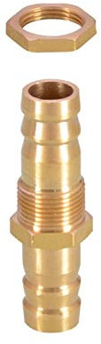 Pangyoo PYouo-Messing Schlauchverbinder Stecker-Adapter for Brennstoff Gas Wasser, 6 8 10 12 14 16mm Schlauchkupplung Bulkhead Messing Barbed Rohr Pipe Fitting, Dickes Material (Color : 10mm)