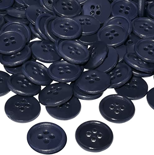AERZETIX - C56515 - Satz von 100 Knöpfe zum nähen runden Ø15x3 mm mit 4 löchern - farbe indigoblau dunkel 24L L24 - aus kunststoff - öffnung 2 mm - kurzwaren nähen kleidung mode stricken decoration