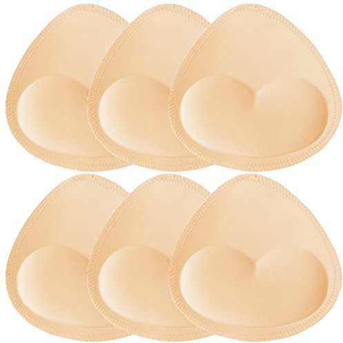 TopBine Removable Bra Pads Inserts Women's Comfy Sports Cups Bra Insert for Bikini Top Swimsuit (3 Beige Heart L, C/D)