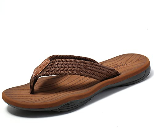 MGGMOKAY Chanclas Hombre Flip Flops con Soporte para el Arco Sandalias de playa Antideslizantes,Marrón,41