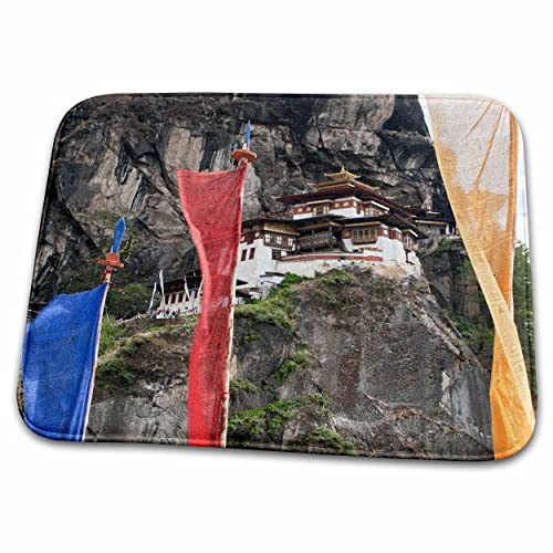 Dish Drying Mat - Bhutan. Prayer flags near Taktshang monastery - AS04 BJA0077 - Jaynes Gallery Monasteries