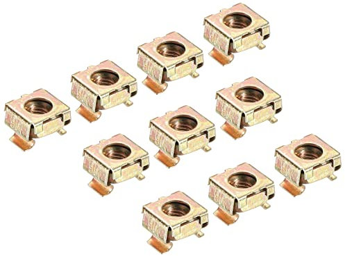 PATIKIL M6 Cage Nuts Carbon Steel Zinc Plated for Server Rack Cabinets, Yellow Zinc Pack of 30