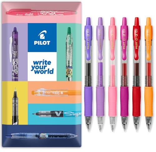 PILOT G-2 Gel-Tintenroller, einziehbar, 0,7 mm Spitze, Kissen-Packung, 6 Stück, Blütentöne