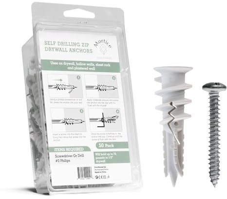 Reinforced Nylon 66 Heavy Duty Wall Anchors for Furniture, 90lb, Bulk Pack for Remodel, Multi-Room Projects, 50 Wall Anchors for Drywall and 50 Drywall Screws, Hang Home Decor, Tv Mount, Wall Decor