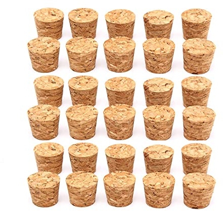 Leadigol 30 Stück Premium-Weinkorken, Ersatzkorken, natürliche weiche Holzkorken, konischer Kork, Holz-Bierflaschenverschluss, wiederverwendbarer Dichtungsverschluss