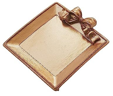 HEXEH Kerzenhalterhalter Retro Bogen Tablett Platz Runde Kerzenhalter Duft Kerze Basis Desktop Kreative Lagerung Dekoration Container Ornamente Kandelaber (Color : Square-Gold)