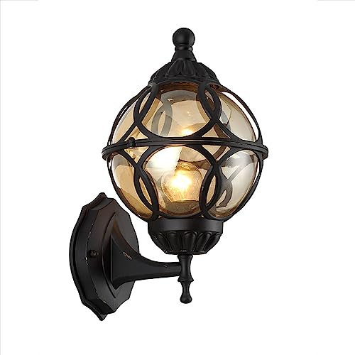 Mengjay Applique da Esterno E27 IP44 Design Palla Vintage Bronzo Lampada da Parete Luci da Terrazza da Esterno Giardino Casa Ingresso Terrazze Balcone Corridoio Illuminazione Lampada（21x31cm）