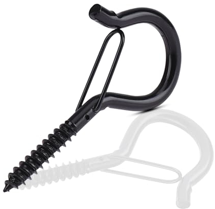 10 Stück Schraubhaken M6 Schwarz, Haken zum Schrauben, Deckenhaken Schwerlast mit Schrauben, Schraubhaken mit Sicherung,für Hängematten, Markisen, Hängesessel, Schaukelstühle, Festkabel, Blumenampel