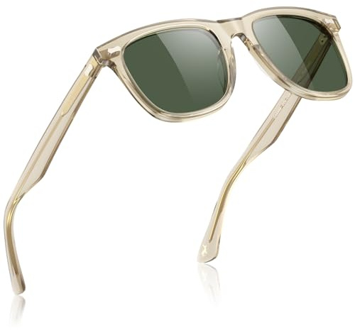 Carfia Lunettes de Soleil Polarisées pour Hommes avec Monture Rectangulaire en Acétate, Protection UV100% Lunettes de soleil de Sport