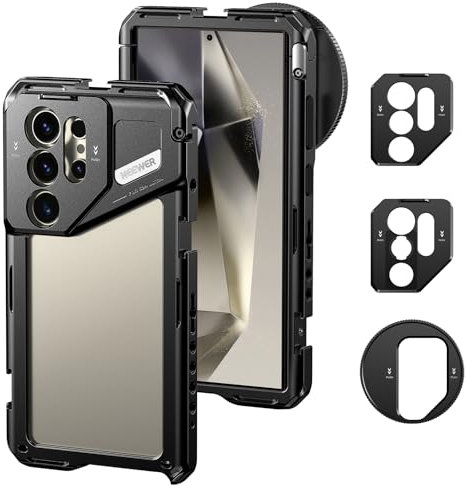 NEEWER S24 Ultra Phone Cage with 67mm Filter Adapter, 17mm Lens Backplate, T Mount Lens Adapter, Smartphone Video Rig Stabilizer Compatible with Samsung Galaxy Moment T Series Lenses, PA042