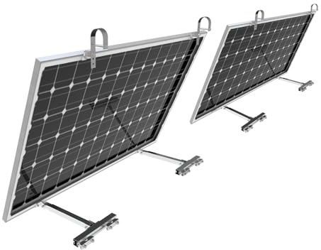 Protron Balkonkraftwerk Halterung Geländer Befestigung für PV Photovoltaik Solarpanel Montage aus Aluminium + Edelstahl (2x 2er Set - rund, 0% Mwst. Gemäß §12 Abs. 3 UStG)