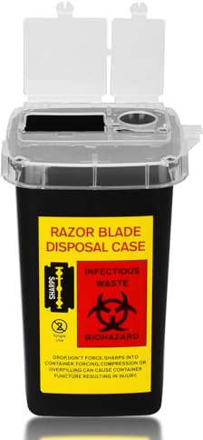 Sharp Container, ATOMUS 1L Tattoo Plastic Sharp Container Tattoo Medical Disposal Biohazard Needle Waste Box Safe Lock Container Tattoo Supplies (black)