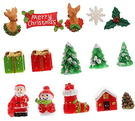 BESPORTBLE 15stücke Kreative Tischdekorationen Weihnachtsornament aus Kunstharz Kunstharzornamente für Schreibtischdeko und Weihnachtsschmuck
