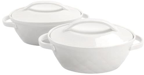 jinsongdafa Oval Casserole Dish 23.7 oz, French Onion Soup Ceramic French Serving Soup Tureen Set, Set of 2 Ceramic Mini Cocotte Set, Baking Dish with Lids and Handles, Microwave Dishwasher Oven Safe