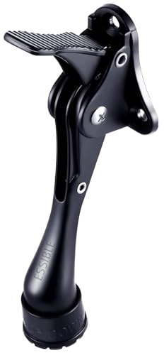 Essible Türfeststeller RVS - Schwarz - Türstopper Einstellbar für Innen und Außen mit Fußbedienung Rutschfeste Unterseite Door Stopper Für Leichte und Schwere Tore - 13 x 4 cm