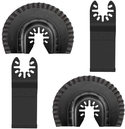 LEILUO 4 lame oscillanti per utensili multifunzione nere di grandi dimensioni per rimozione malta in lega per la pulizia di utensili DeWalt Milwaukee Makita Ryobi e altri