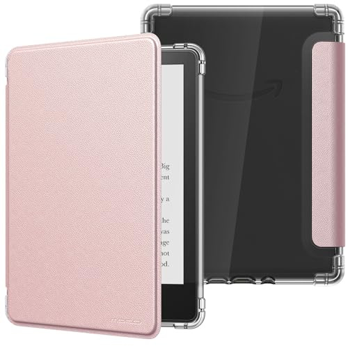 MoKo Hülle für 6 Kindle Basic 11. Generation (2024/2022), Roságold | Ultraklar Weich Flexibel Transparent TPU Rückseite Leicht Schutzhülle mit Auto Schlaf/Aufwach für Kindle 2024