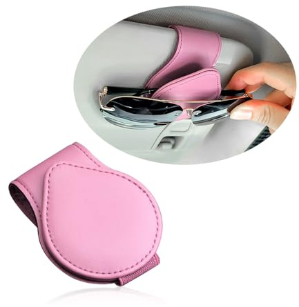 GTLM Porte Lunettes pour Voiture Magnétique,Support Lunettes pour Voiture en Cuir PU Organise Les Cartes-Cartes de Billets de Lunettes,Gadget Voiture Interieur Accessoires Voiture (Rose)