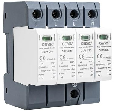 GEYA Överspänningsskydd 20KA-40KA SPD överspänningsskydd för hem DIN-skena (4P, AC275V)