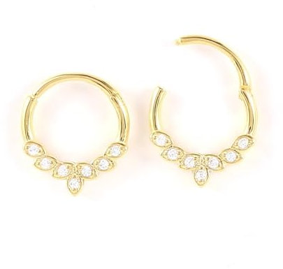 Tolldek 2 Stücke 925 Sterling Silber Piercing Nasenstecker, Gold 1.2mm Hoop Blatt Nostril Piercing Stecker, Ring Piercing Set mit Zirkonia, Lippen Ohr Nasen Piercing Schmuck für Frauen