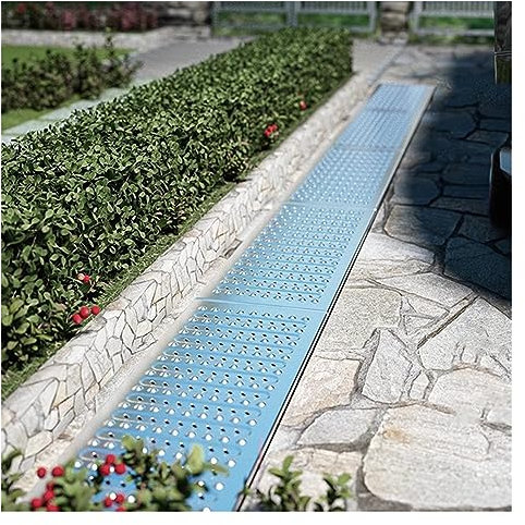 Trough Type Drainage Ditch,Trough Guttering，Garden Channel Drain Grate, Stainless Steel Drain Strainers Garage Sewer Cover, Outdoor Driveway Lawn Drainage Trench, Easy to Install (Size : 25x