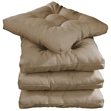 sleepling 4er Set Stuhlkissen 40x40 cm, Sitzkissen für Stuhl & Bank 40 x 40 cm, Höhe 6 cm, Möbelstoff, Indoor & Outdoor, Made in EU, waschbar bis 40 Grad, Mocca