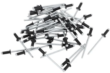 Motoforti Offene Enden Großkopf Blindnieten 3mm Griffdurchmesser 6mm Grifflänge 6mm Flanschdurchmesser Aluminiumlegierung Eisen Silberton Schwarz 50 Stück