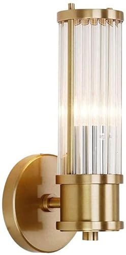 Wandleuchte aus gebürstetem Gold, lineare Lichtleiste für Badezimmer und Waschtisch, klares langes Röhrenglas, industrielle Wandleuchte, goldene Flur-Wandlampe für Schlafzimmer, Wohnzimmer, Bauernhaus