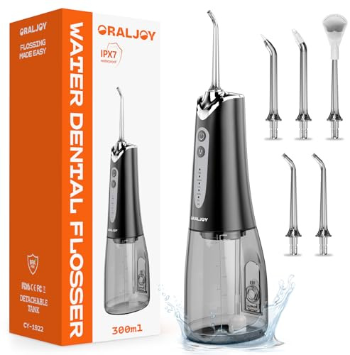 Water Dental Flosser Pick for Teeth, 300ML Portable Oral Irrigator, Professional Electric Flossing Machine Power Flossers & Irrigator Accessories Rechargeable Travel Irrigation Cleaner IPX7 Waterproof