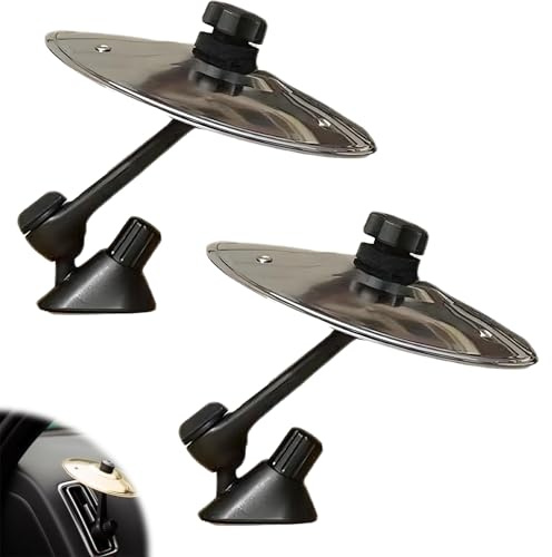 Platillo de choque para coche, platillo de tambor para ventilación de coche, mini platillo de fácil montaje para amantes de la música, ajuste universal para todo tipo de vehículos. (Plata 1 pieza)