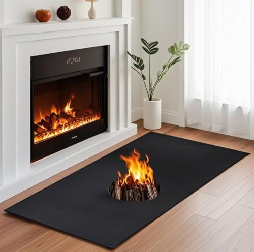 Herd-Teppiche für Kamine, feuerfest, 119,4 x 73,7 cm, rechteckige, feuerfeste Matte für Kamin, Bodenschutz, Kaminmatte, schützt Teppiche vor hohen Temperaturen, feuerhemmende Bodenmatte für Grill