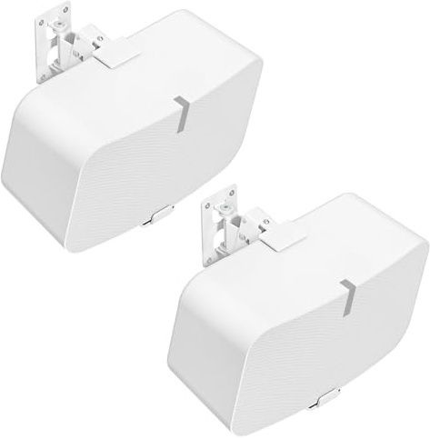 notiela Pair of Heavy Duty Speaker Wall Bracket for Sonos Five & Sonos Play 5 Wall Mount with Tilt & Swivel Adjustment for Sonos Play 5, Sonos Five Wall Mount Bracket, White
